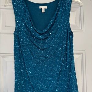 Teal Sequin Sleeveless Blouse